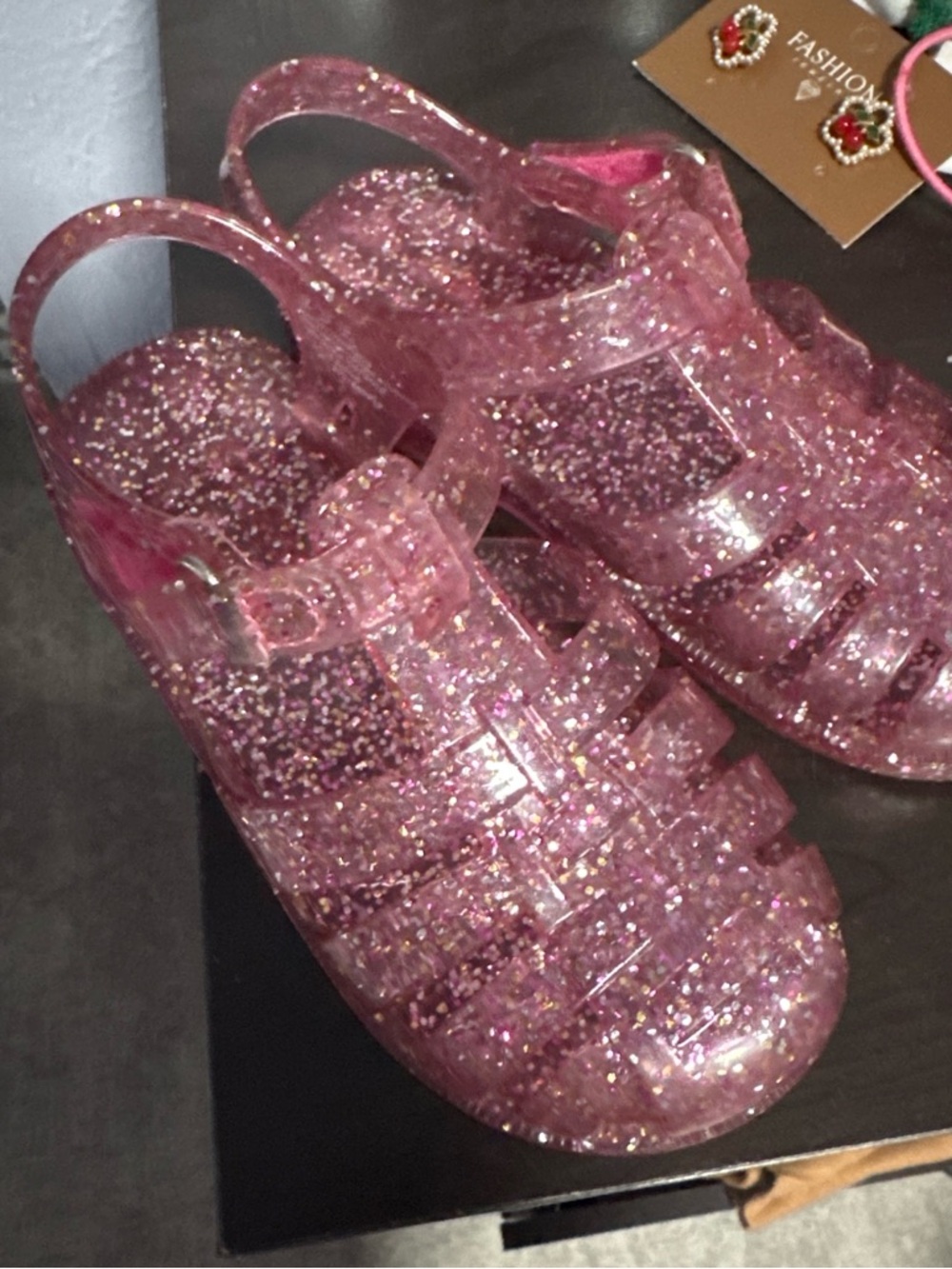 Source Unknown Pink Glitter Jelly Sandals for Kids